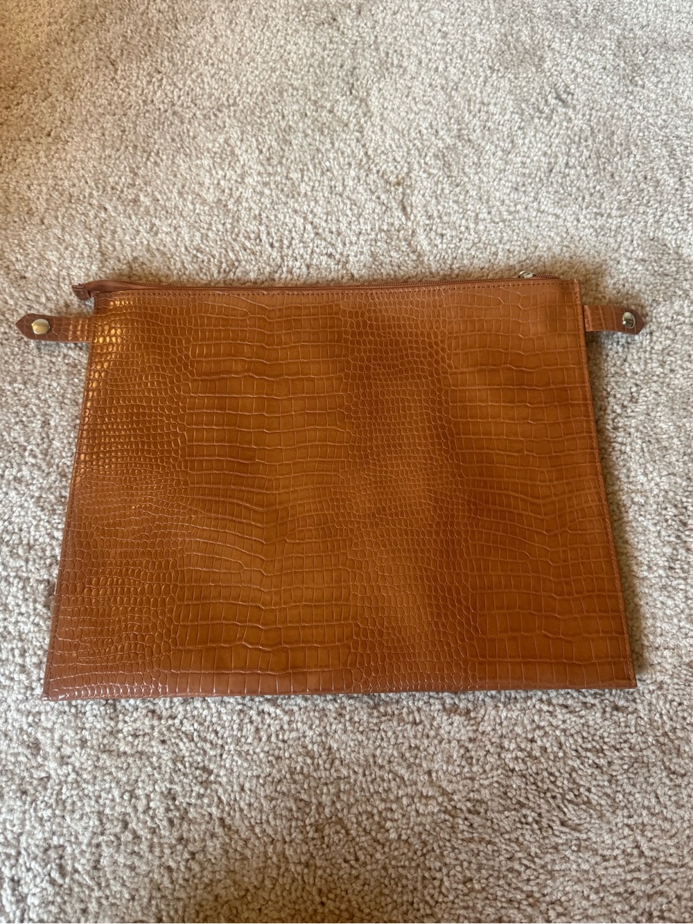 BEIS Croc-Embossed Laptop Sleeve - Cognac Brown